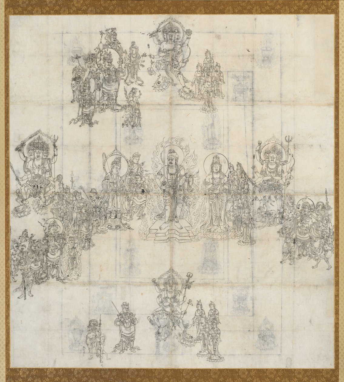 Iconografische schets Zuzo voor de Mandala van de Welwillende Koningen Sutra, 1100s door Unbekannt