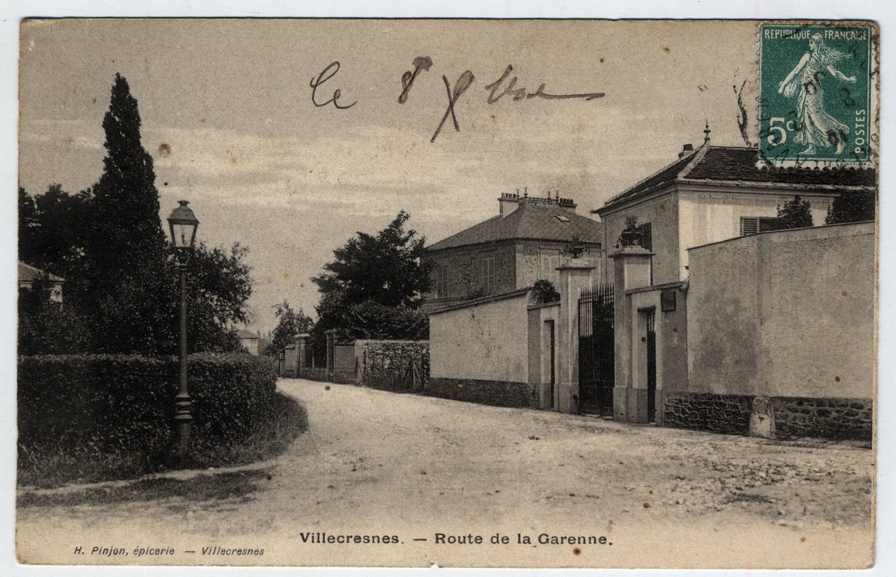 Ile de France, Val de Marne (94), Villecresnes: route de la Garenne - Ansichtkaart gedateerd 1909 door Unbekannt
