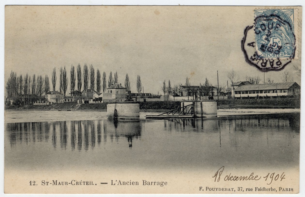 Ile de France, Val de Marne, Creteil: uitzicht op de oude dam op de Marne - Ansichtkaart gedateerd 1904 door Unbekannt