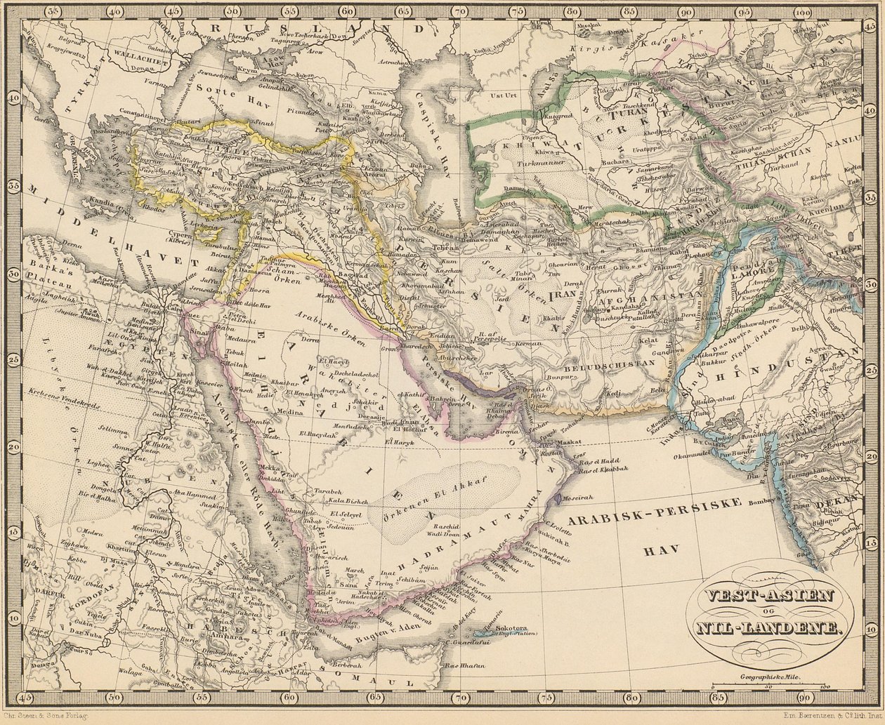 Illustratie uit het boek Atlas over alle delen van de aarde van onbekende auteur en uitgegeven door Chr. Steen & Søn (Kopenhagen, 1857) door Unbekannt