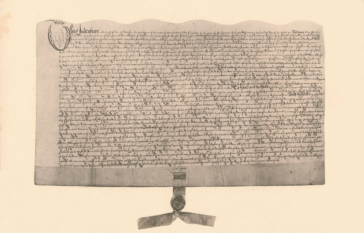 Akte voor de verkoop van land, ondertekend door Guy Fawkes, begin 17e eeuw, 1901 door Unbekannt