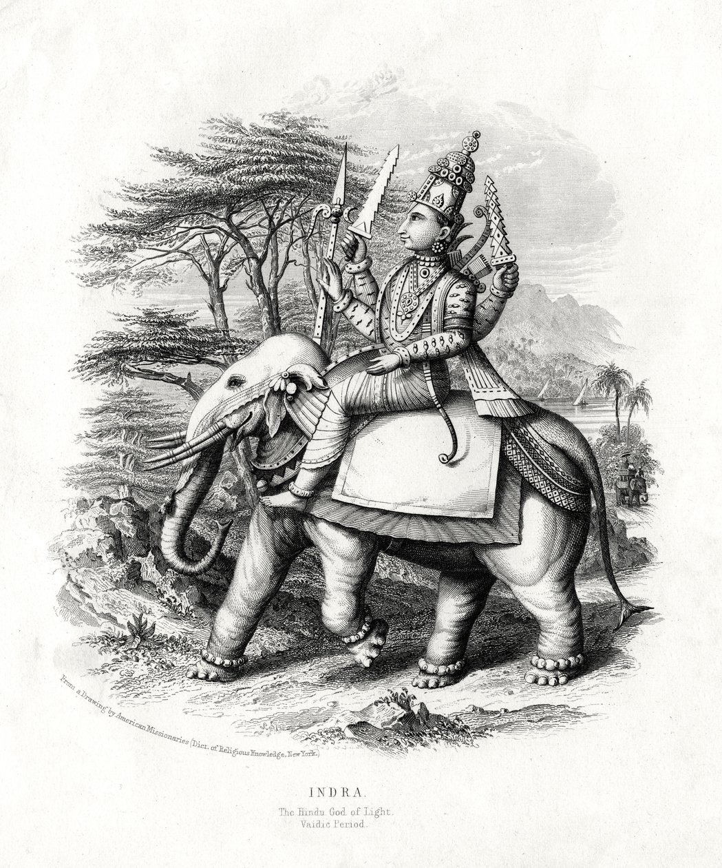 Indra, de Hindoe god van het licht, 19e eeuw door Unbekannt