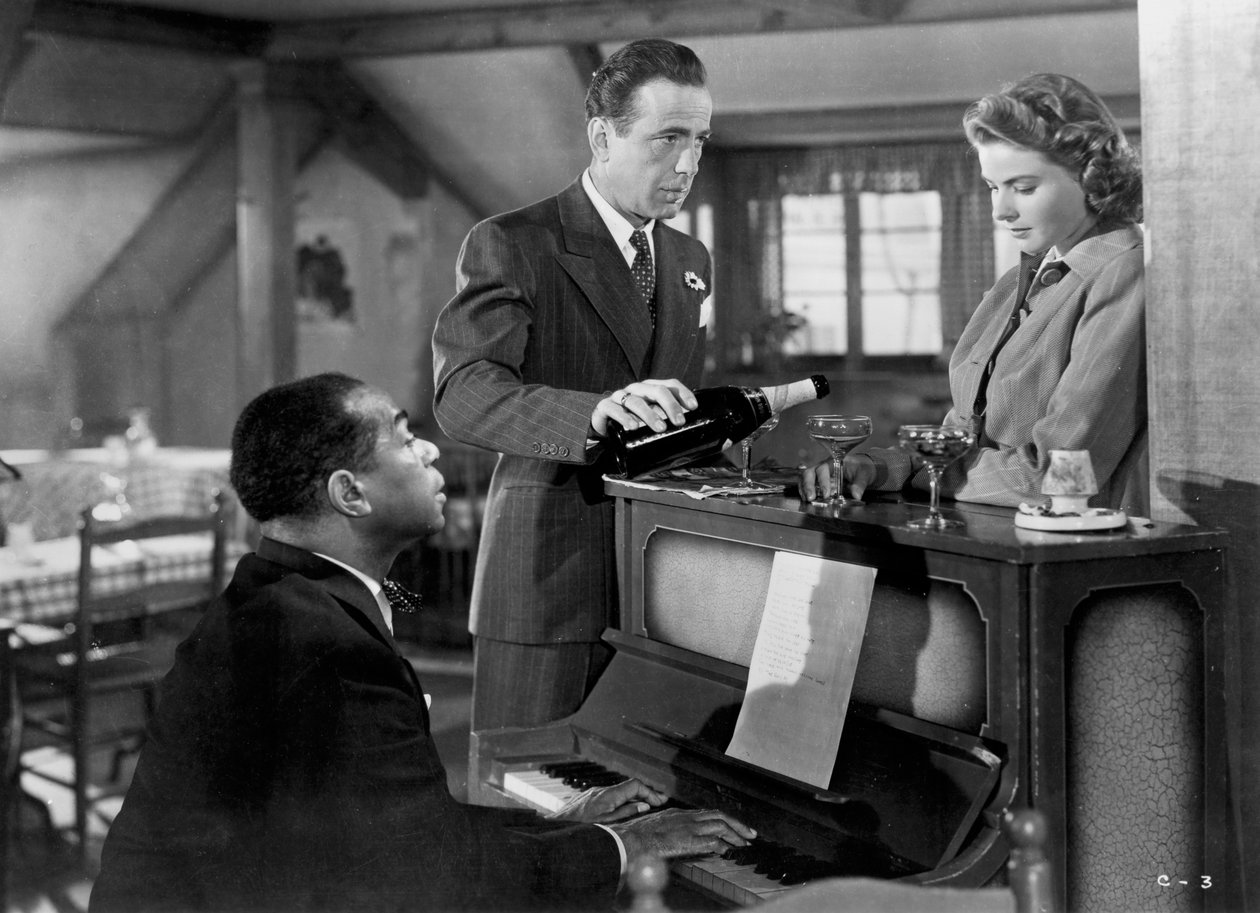 Ingrid Bergman, Humphrey Bogart en Louis Armstrong in Casablanca, 1942 door Unbekannt