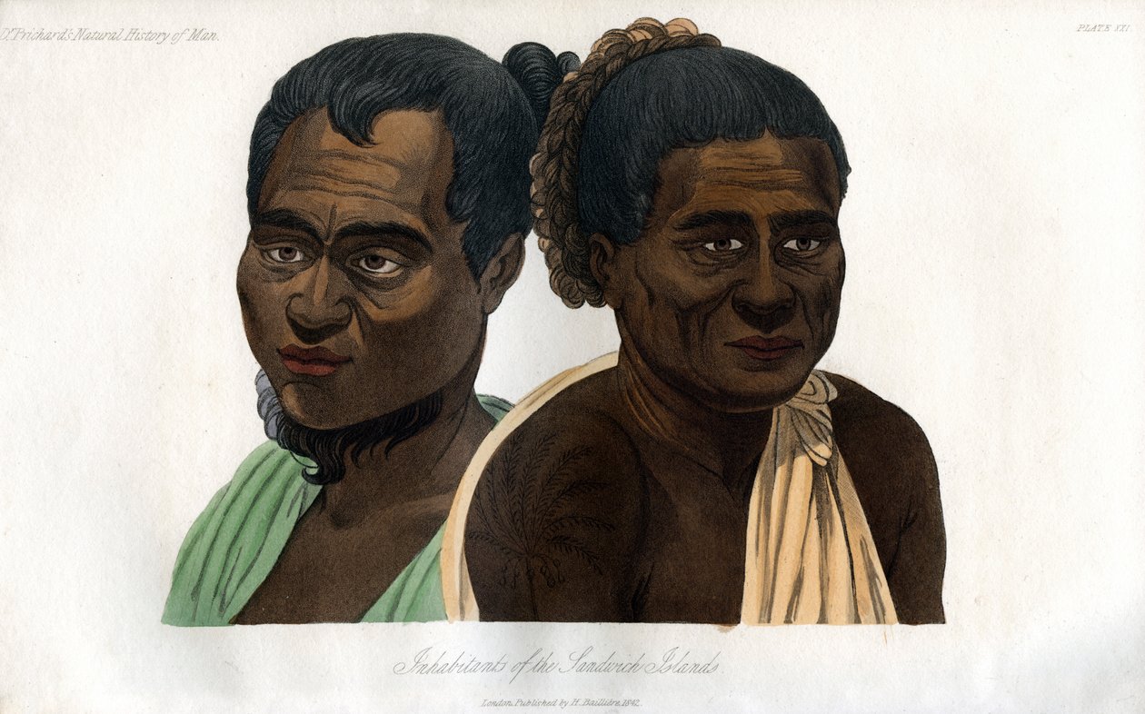 Inwoners van de Sandwich-eilanden, 1848 door Unbekannt