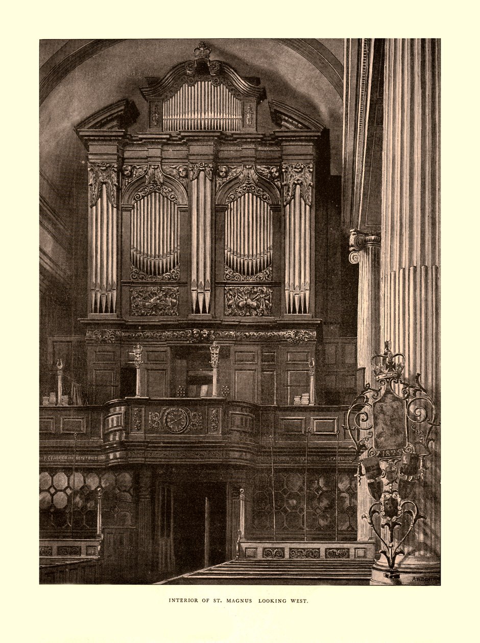 Interieur van St. Magnus, kijkend naar het westen, midden-late 19e eeuw door Unbekannt
