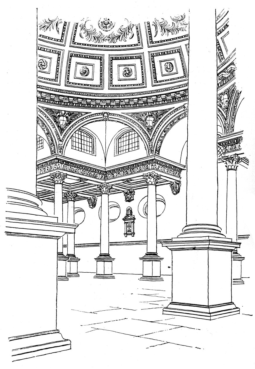 Interieur van de St. Stephens kerk, Walbrook, City of London door Unbekannt
