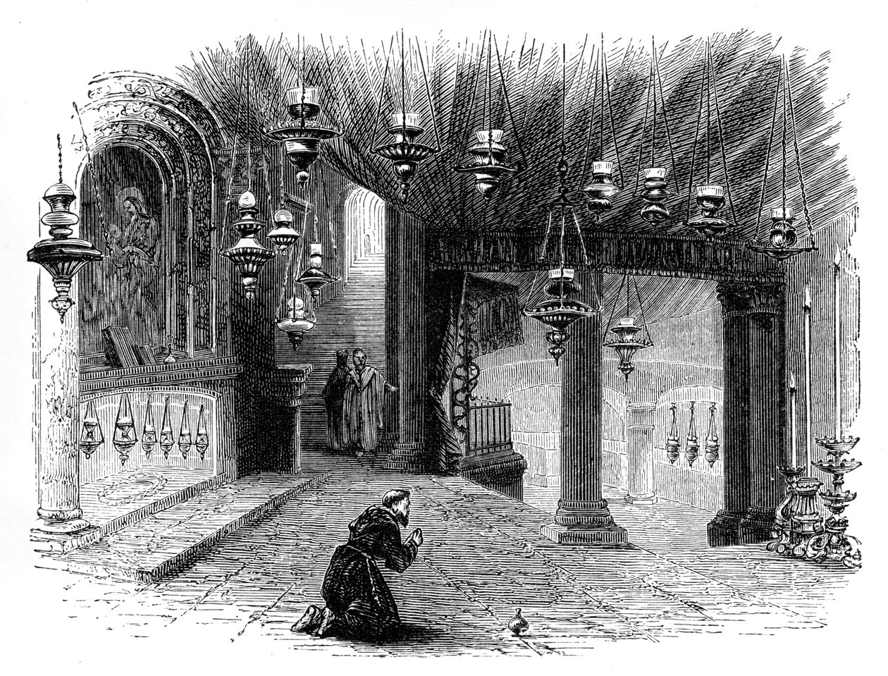Interieur van de Kapel van de Geboorte, Bethlehem, ca. 1888 door Unbekannt