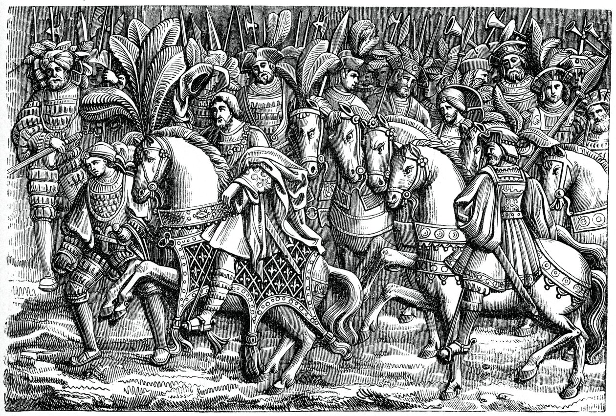 Interview tussen Frans I en Hendrik VIII, op het Veld van het Gouden Laken, 1520, 1870 door Unbekannt