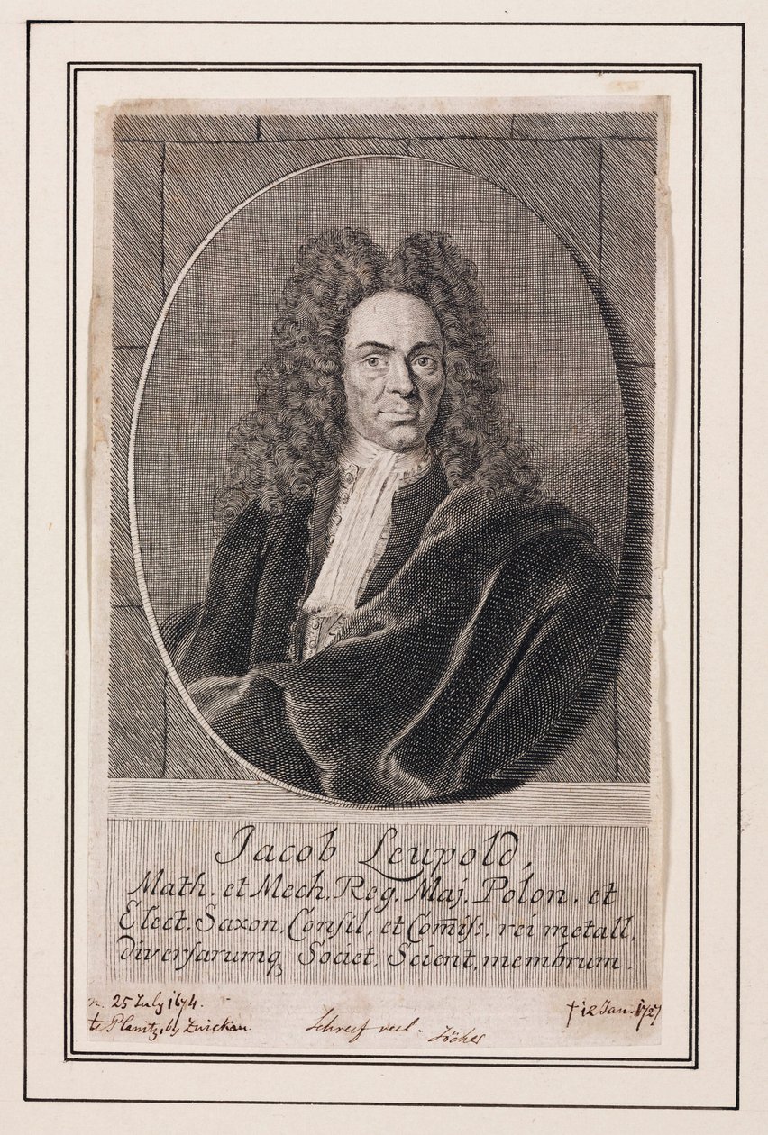 Jacob Leupold, Duitse natuurkundige en werktuigbouwkundige, ca. 1700 door Unbekannt