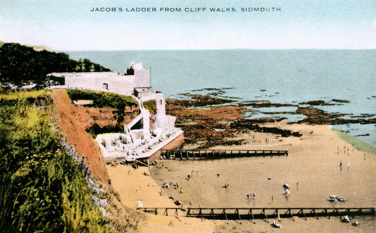 Jacobs Ladder, gezien vanaf Cliff Walks, Sidmouth, Devon, begin 20e eeuw door Unbekannt