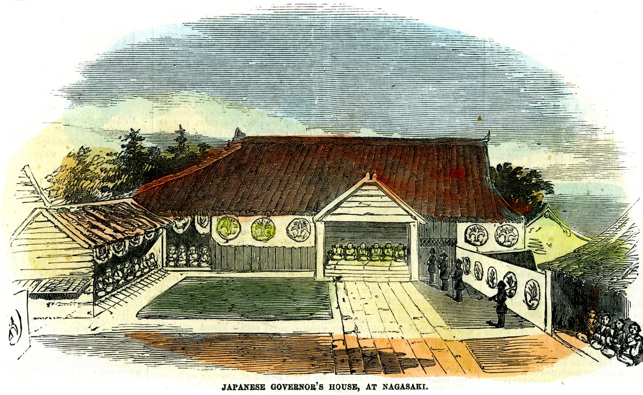 Huis van de Japanse gouverneur, in Nagasaki, Japan, 1855 door Unbekannt