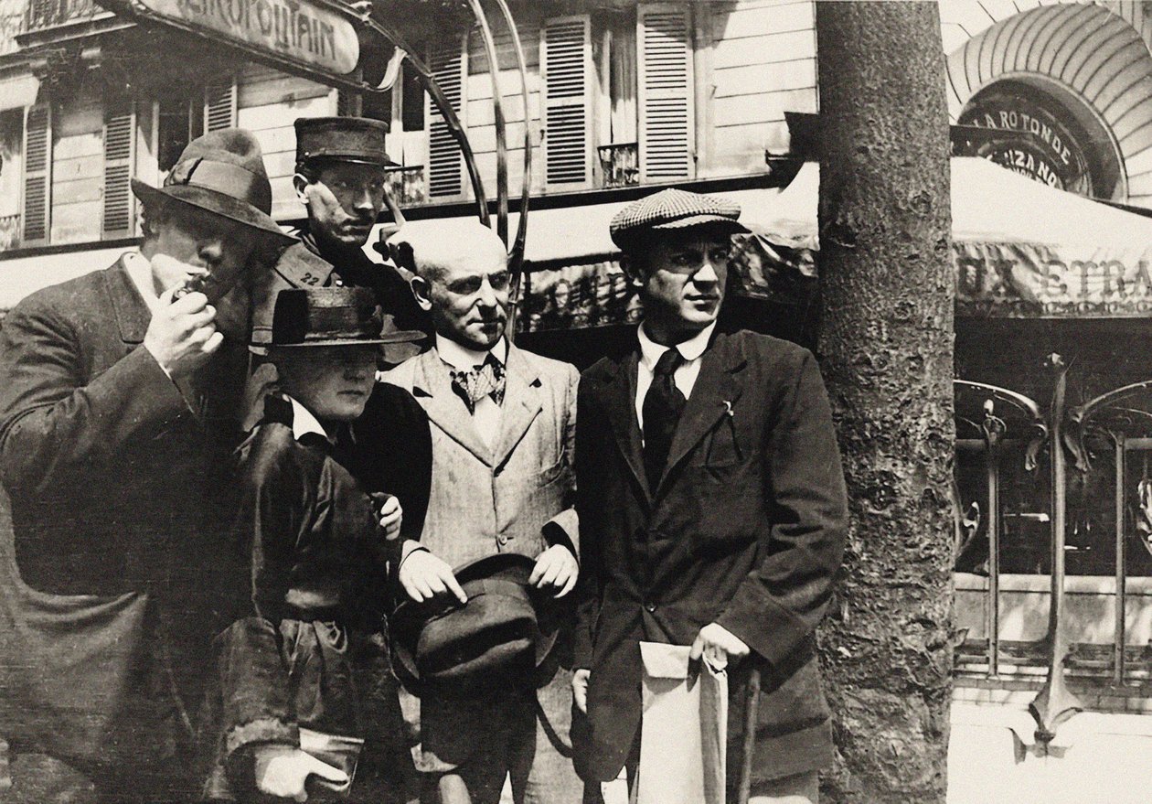 Jean Cocteau, Manuel Ortiz de Zárate, Henri-Pierre Roché, Marie Vassilieff, Max..., 1916 door Unbekannt
