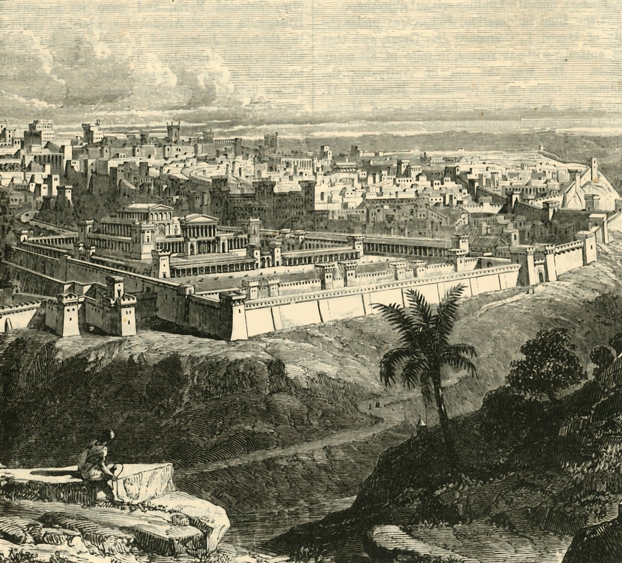 Jeruzalem in de tijd van Jezus Christus, met de tempel zoals hersteld door Herodes de Grote, 1890 door Unbekannt