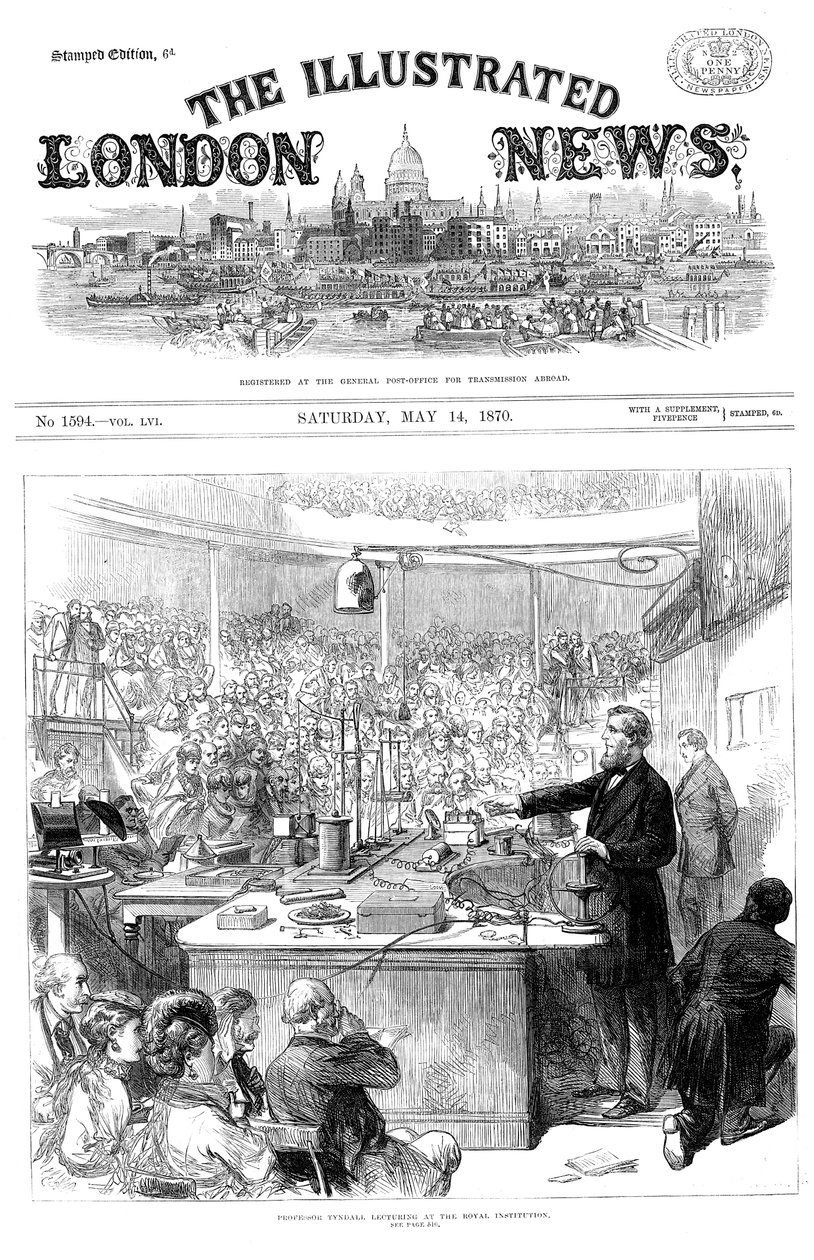 John Tyndall geeft een lezing over elektromagnetisme aan de Royal Institution, Londen, mei 1870 door Unbekannt