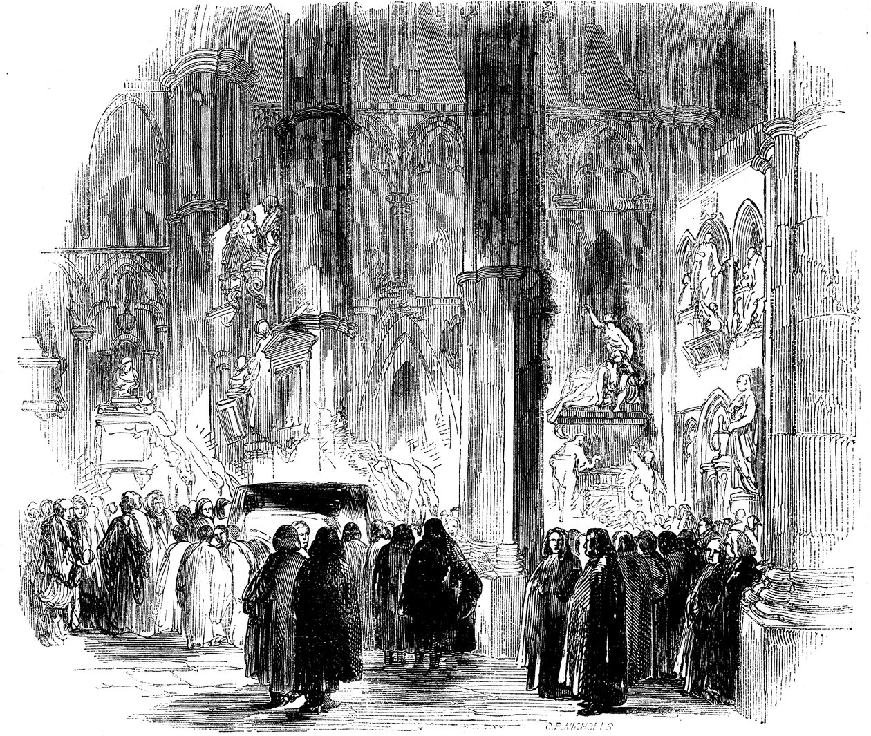 Joseph Addisons fakkellicht begrafenis in Westminster Abbey, 1719 ca. 1850 door Unbekannt