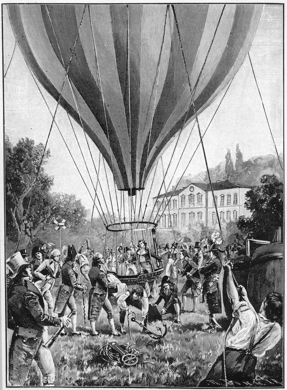 Joseph Louis Gay-Lussac maakt een ballonvaart vanuit Parijs, 14 september 1804, 1910 door Unbekannt