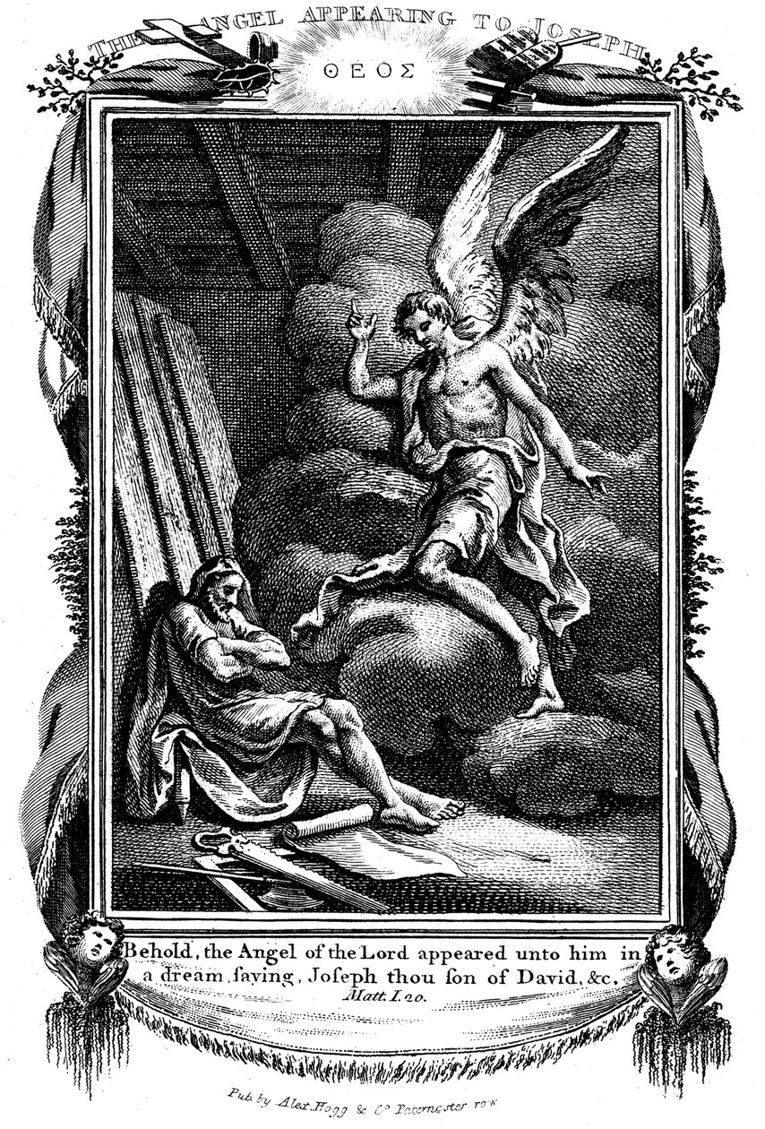 Jozefs droom: Zie, de engel des Heren verscheen hem in een droom, 1804 door Unbekannt