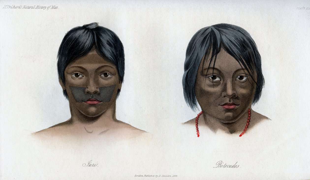 Juri en Botocudos, van de Brasilio-Guarani natie, 1848 door Unbekannt