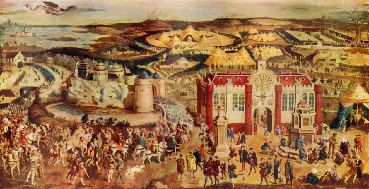 Koning Hendrik VIII ontmoet...Francis op het...Veld van het Gouden Laken, 1520, ca. 1930 door Unbekannt