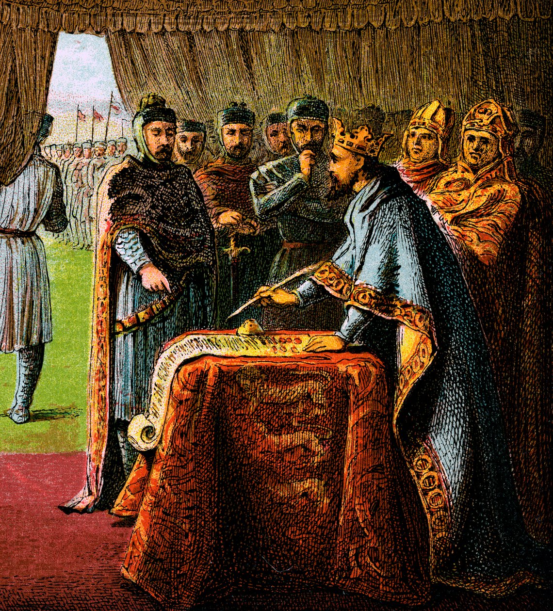 Koning Jan en de Magna Carta, 1215, ca. 1850 door Unbekannt