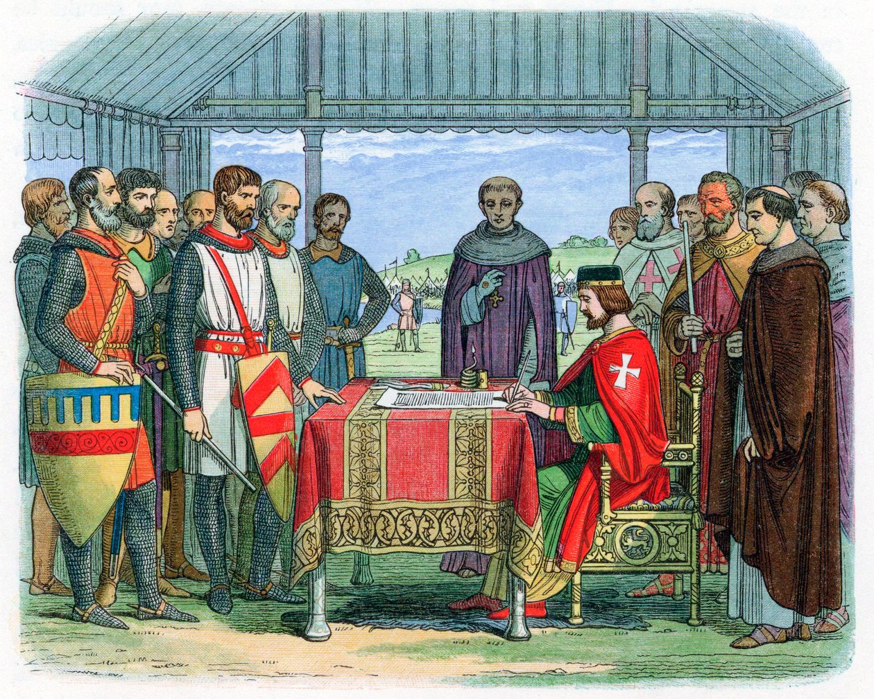 Koning Jan ondertekent de Magna Carta in Runnymede, Surrey, 15 juni 1215 door Unbekannt