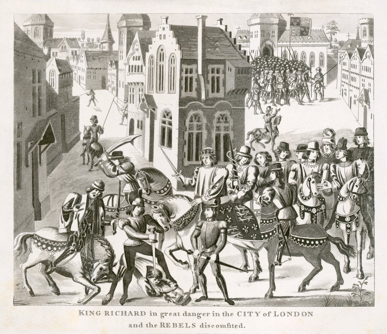 Koning Richard II confronteert de rebellen, Boerenopstand, Londen door Unbekannt