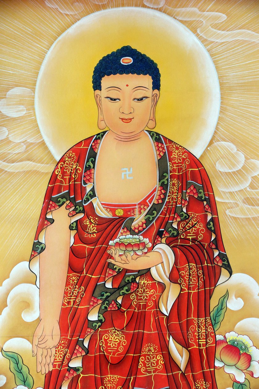Kong Meng San Phor Kark See Klooster. Shakyamuni Boeddha schilderij, 20160819, Singapore, Singapore door Unbekannt