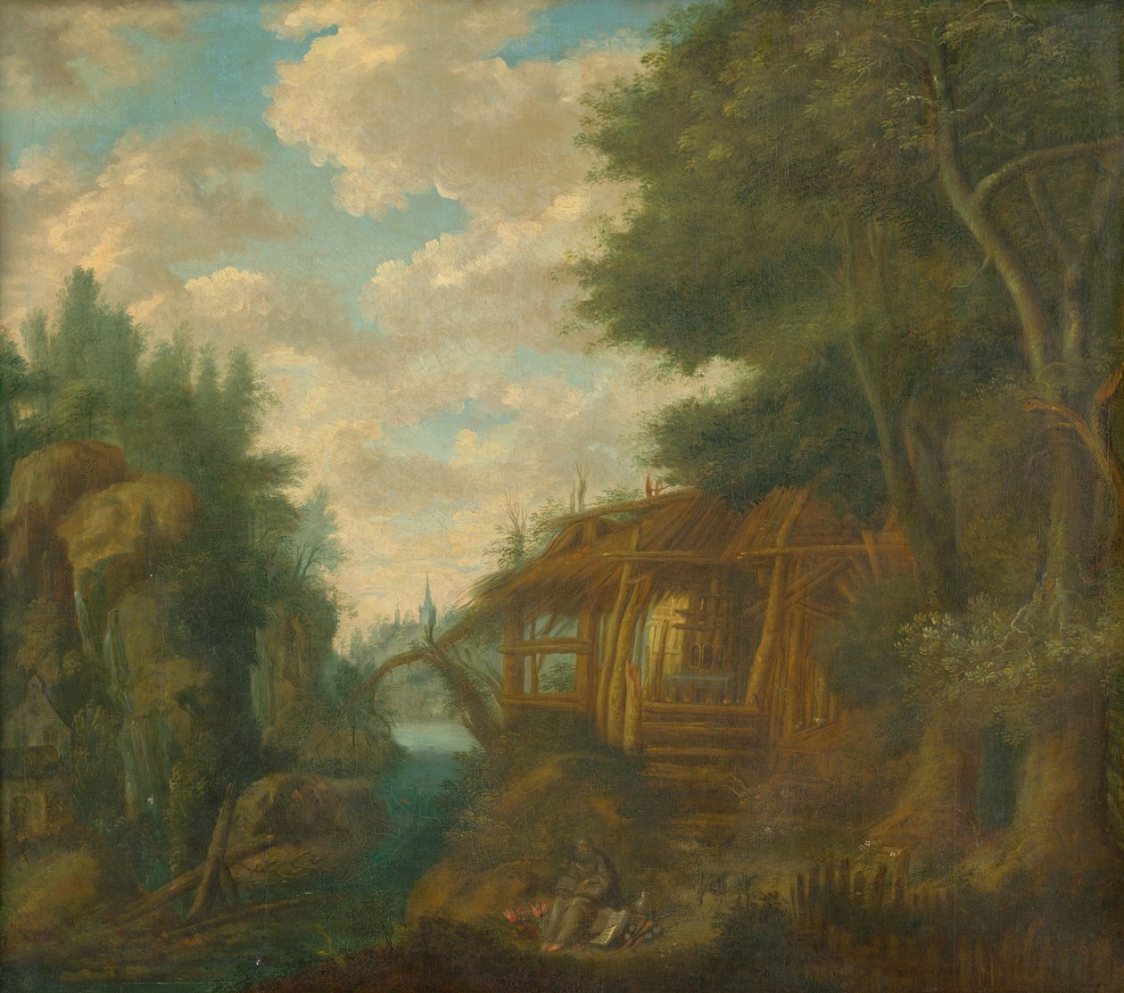 Landschap met hut door Unbekannt