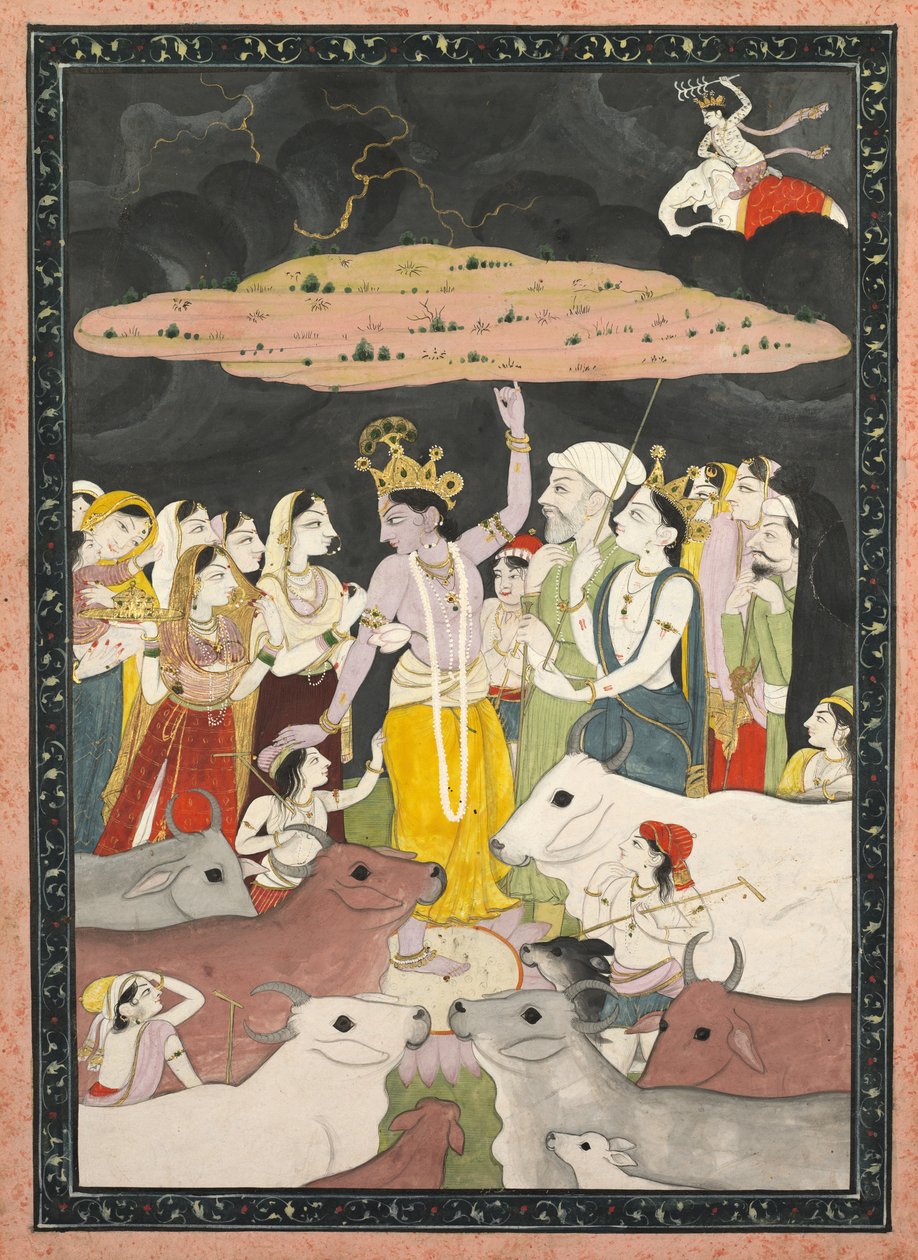 Krishna Tilt Mt. Govardhana, ca. 1780-1790 door Unbekannt