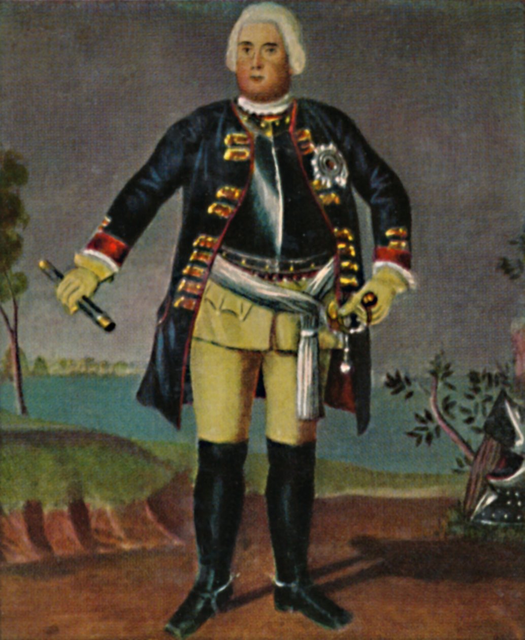Koning Friedrich Wilhelm I. van Pruisen 1688-1740. - Gravure naar het schilderij van Weidemann, 1934 door Unbekannt