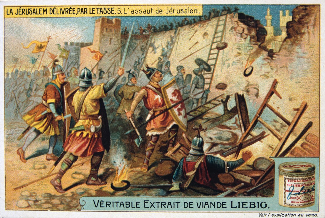 La Jerusalem deliveree par le Tasse, De aanval op Jeruzalem. 19e eeuw door Unbekannt