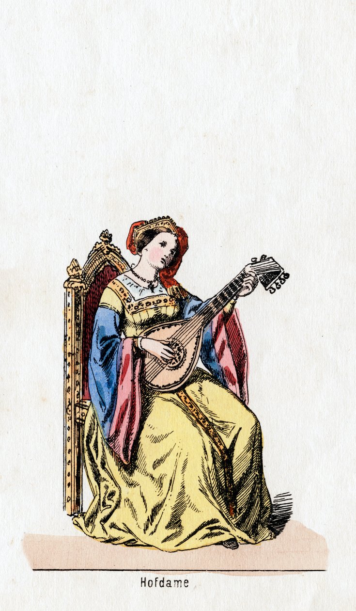 Hofdame, kostuumontwerp voor Shakespeares toneelstuk, Henry VIII, 19e eeuw door Unbekannt