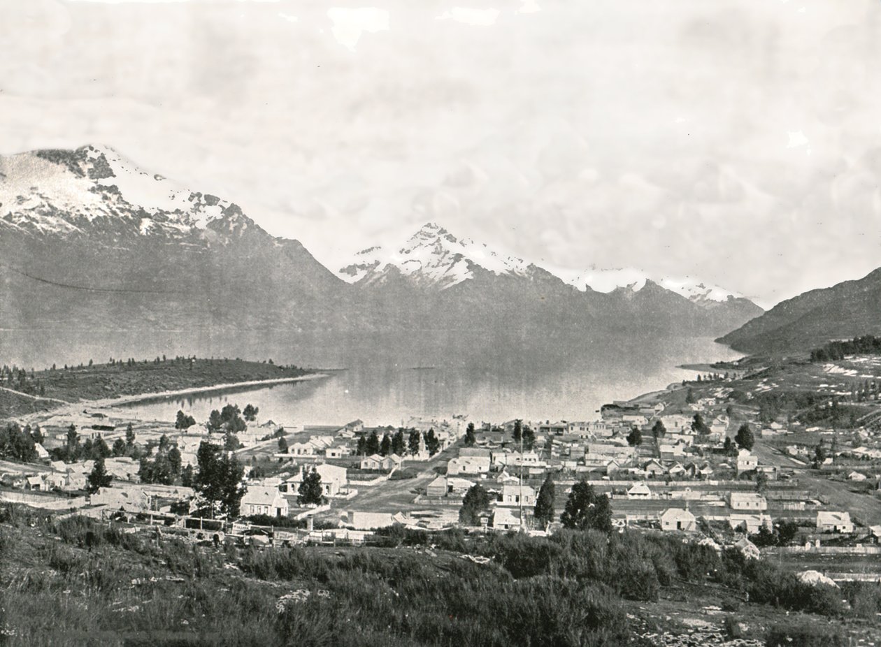 Lake Wakatipu en de bergen, Queenstown, Nieuw-Zeeland, 1895 door Unbekannt