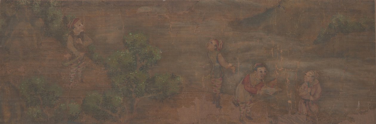 Landschapsschilderij van figuur in bosrijke omgeving door Unbekannt