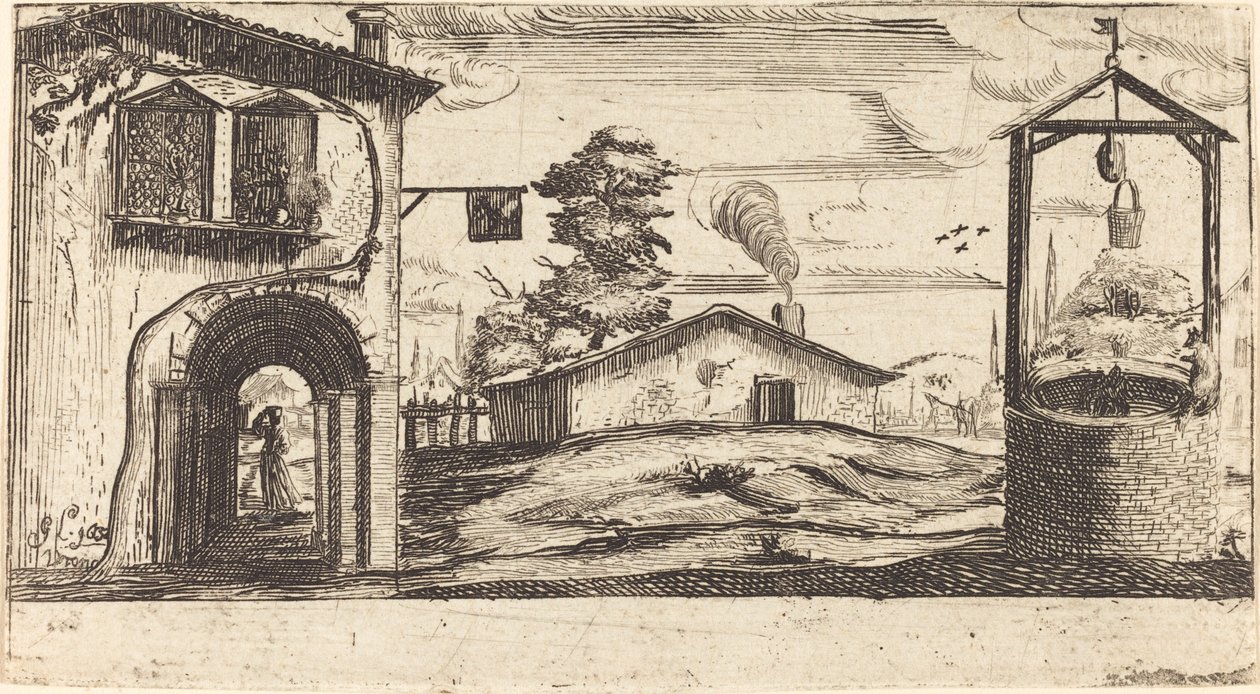 Landschap met een put door Unbekannt