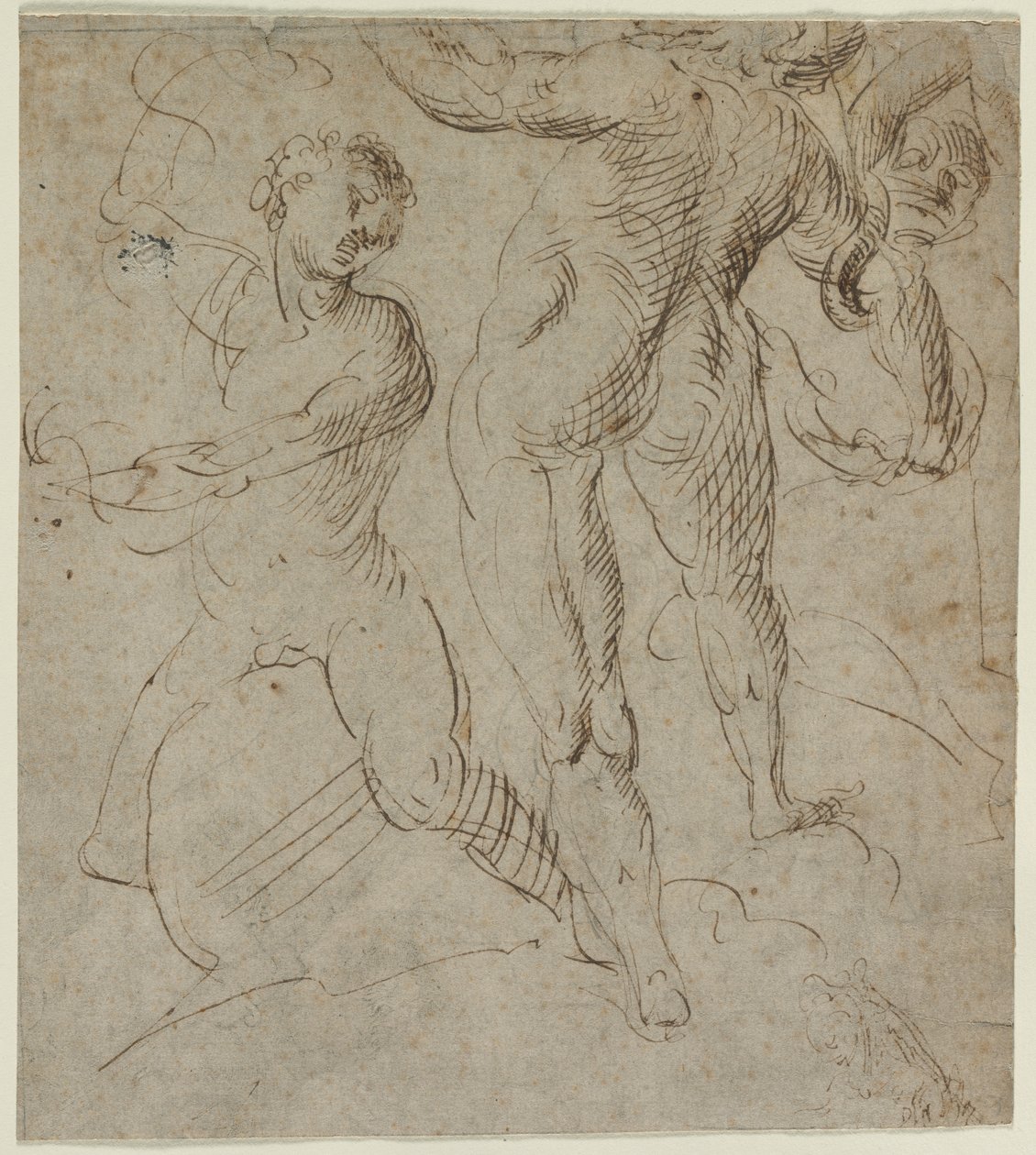 Laocoön recto, Slag bij de Milvische Brug fragment verso, tweede helft 16e eeuw door Unbekannt