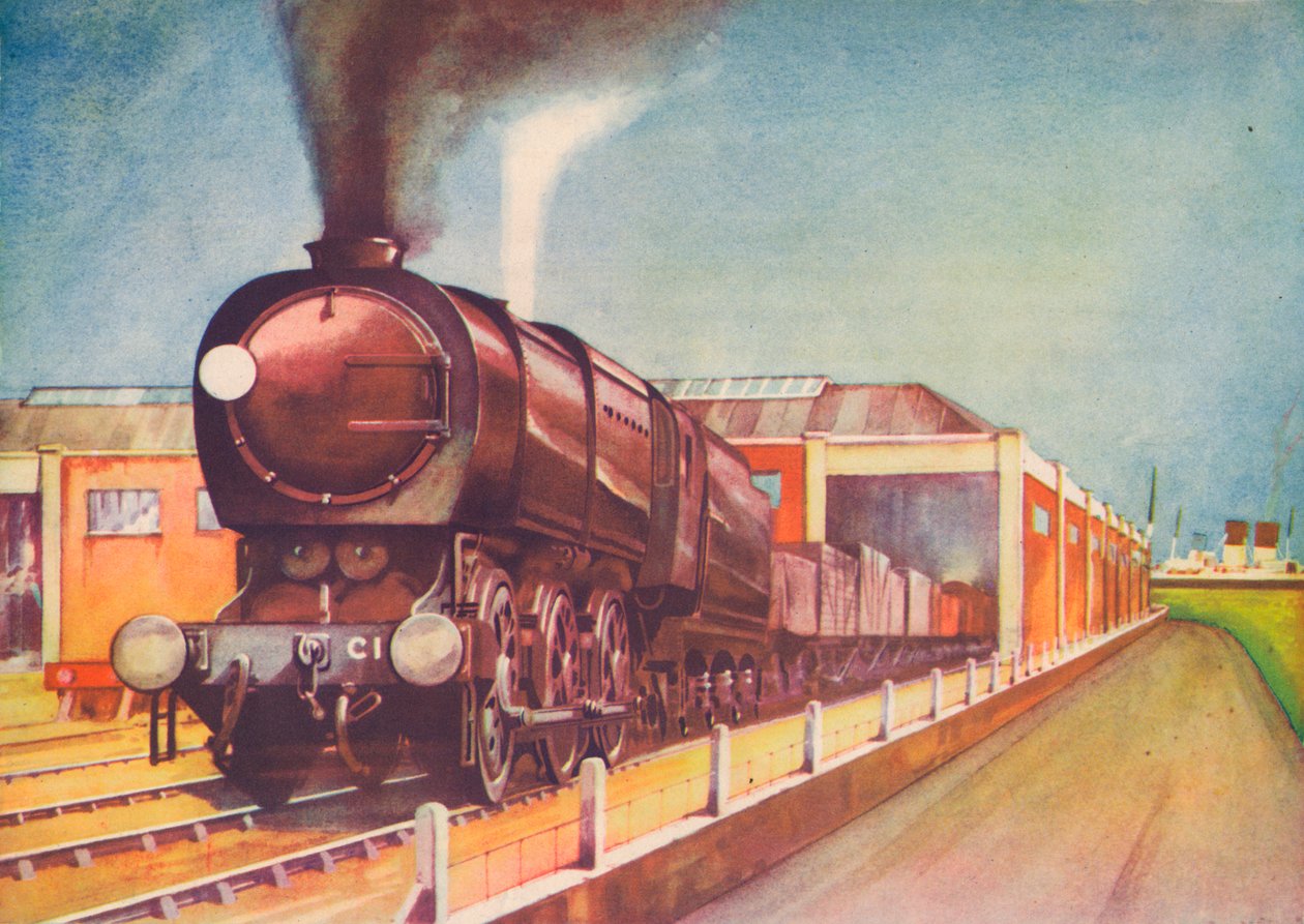 Laatste soberheidsvrachtlocomotief, S.R., in Southampton Docks door Unbekannt