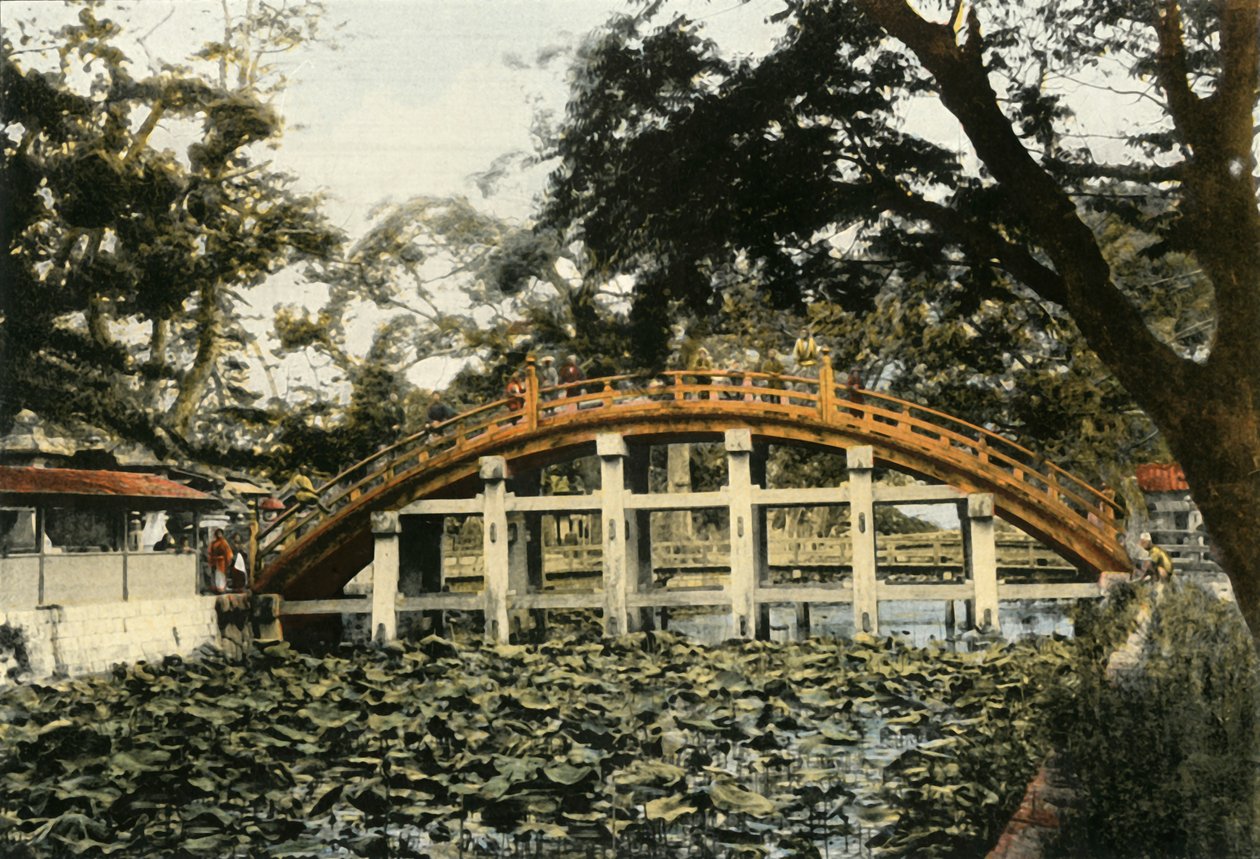 Le Pont Sumiyoshi A Osaka, Sumiyoshi-brug in Osaka, 1900 door Unbekannt