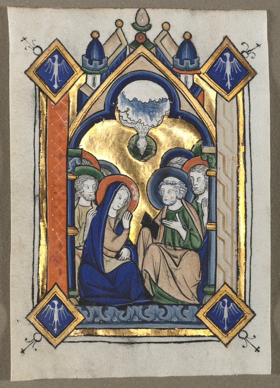 Blad Uitgesneden uit een Psalter: Pinksteren, ca. 1260 door Unbekannt