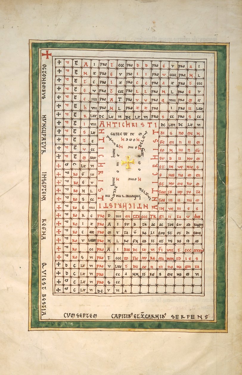 Blad uit een Beatus-manuscript: Tafel van de Antichrist door Unbekannt