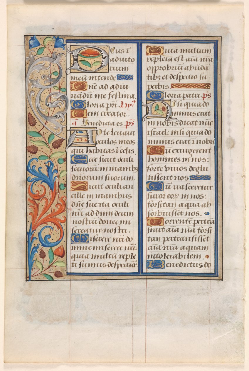 Blad uit een Getijdenboek: Tekst met geïllustreerde rand verso, ca. 1510 door Unbekannt