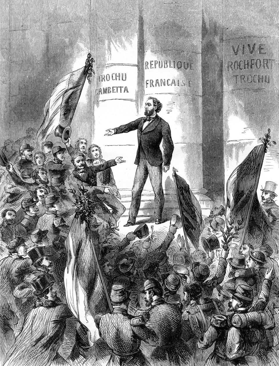 Leon Gambetta roept de Republiek Frankrijk uit, 4 september 1870 door Unbekannt