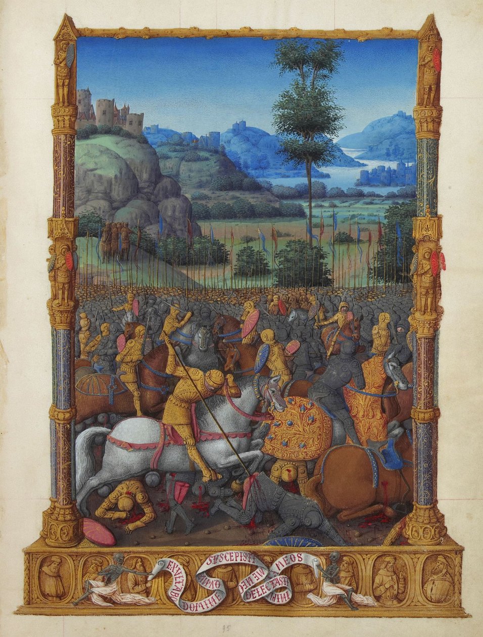 Les Très Riches Heures du duc de Berry, Folio 95r - Davids Overwinning door Unbekannt
