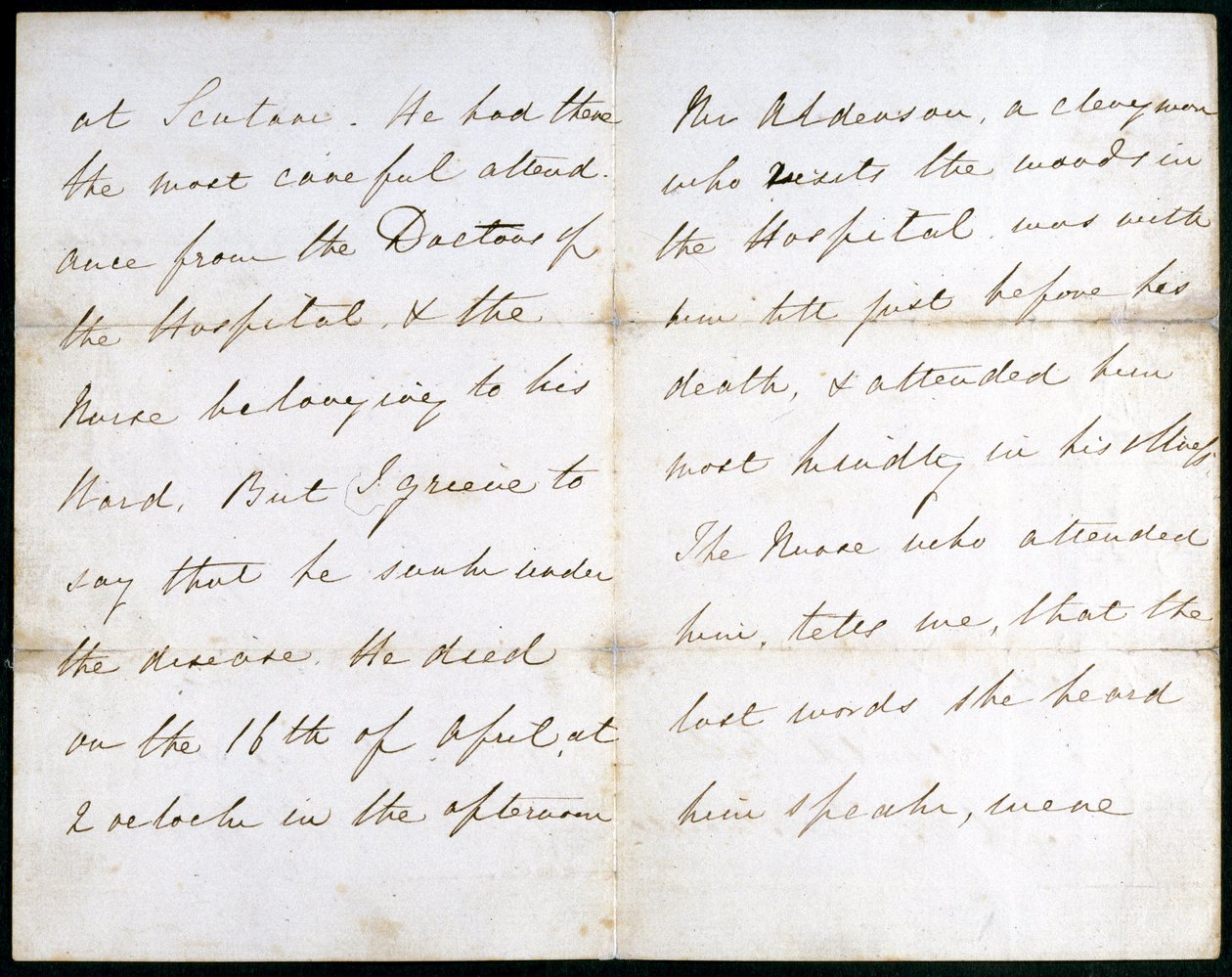 Brief van Florence Nightingale, mei 1856 door Unbekannt