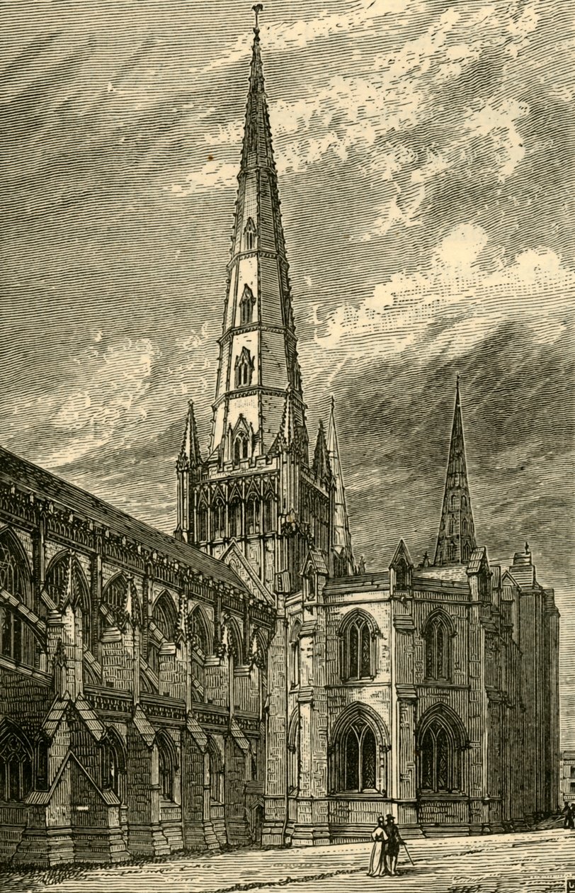 Lichfield Kathedraal Exterieur, 1898 door Unbekannt