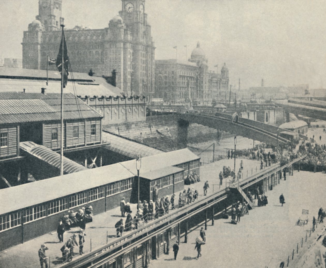 Liverpool Landing Stage is een van de meest interessante rivierfronten in Groot-Brittannië, 1937 door Unbekannt