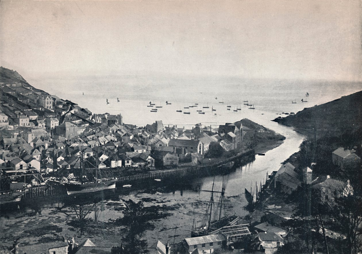 Looe - Uitzicht vanaf de heuvels, met zicht op de monding, 1895 door Unbekannt