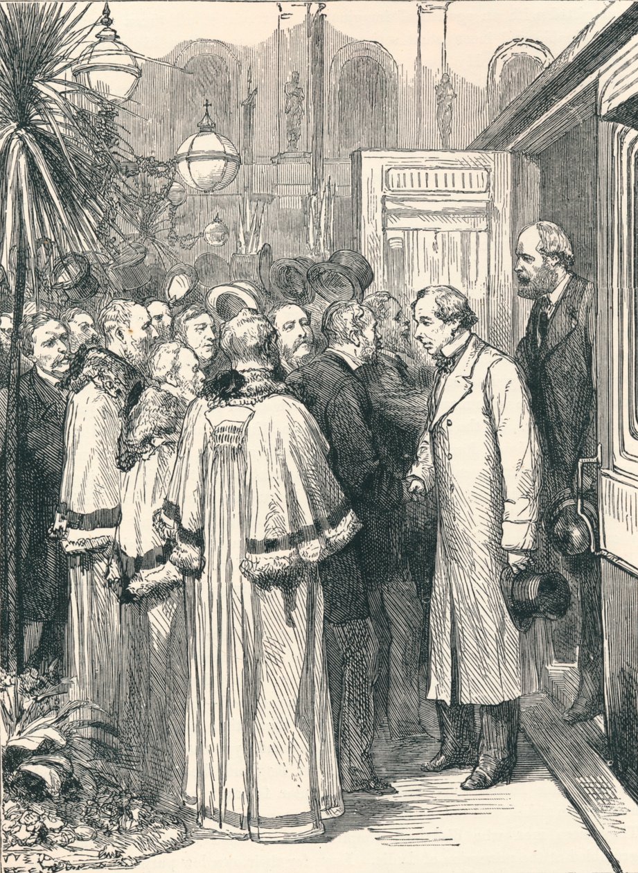 Lord Beaconsfield en Lord Salisbury op Charing Cross Treinstation, 1896 door Unbekannt