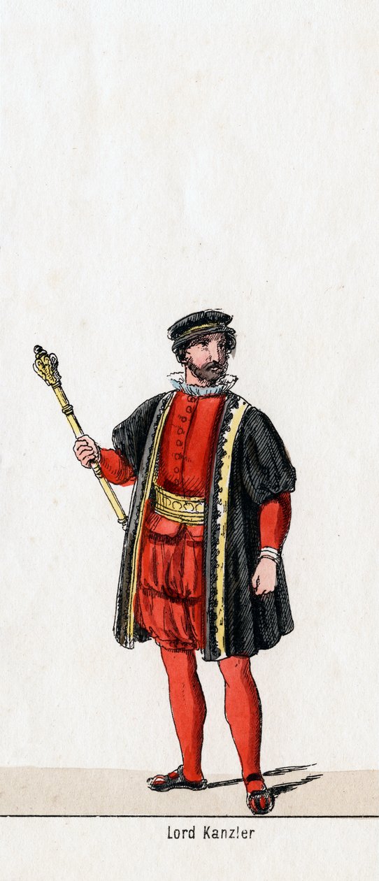 Lord Chancellor, kostuumontwerp voor Shakespeares toneelstuk, Henry VIII, 19e eeuw door Unbekannt