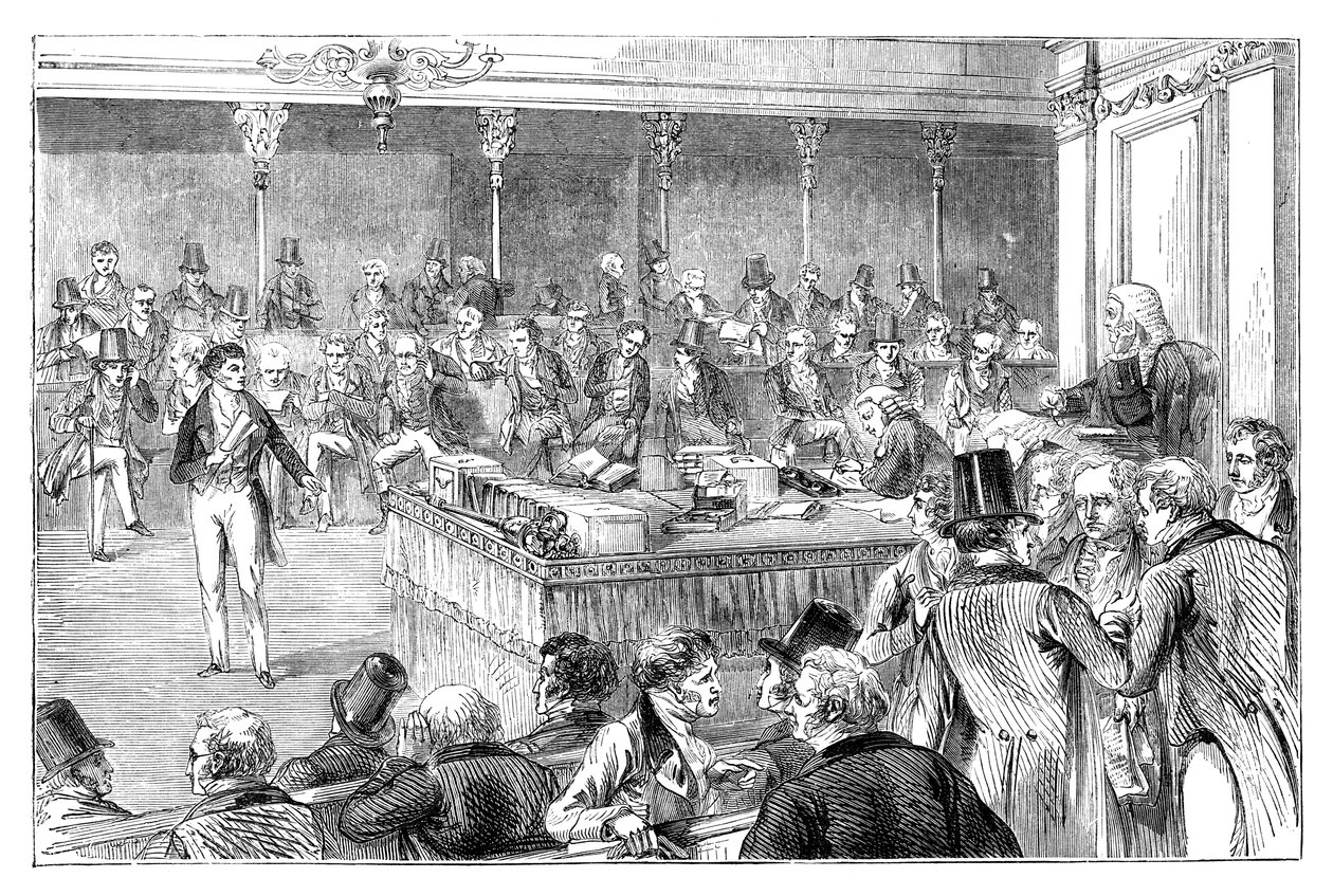 Lord John Russell 1792-1878 introduceert de Reform Act van 1832, ca. 1895 door Unbekannt
